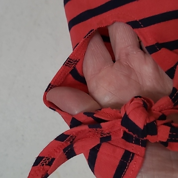 Nautica women's open sleeve top with coral and navy stripe design size XL - Picture 4 of 7